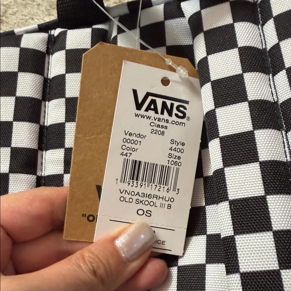 Vans Black & White Checkerboard Backpack with Front Pocket